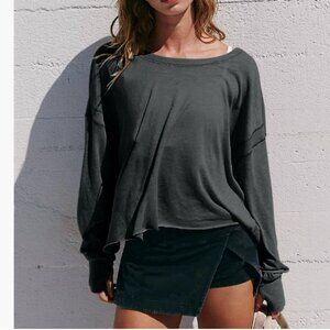 NEW Women's Backless Loose Tops Long Sleeve Workout Tops